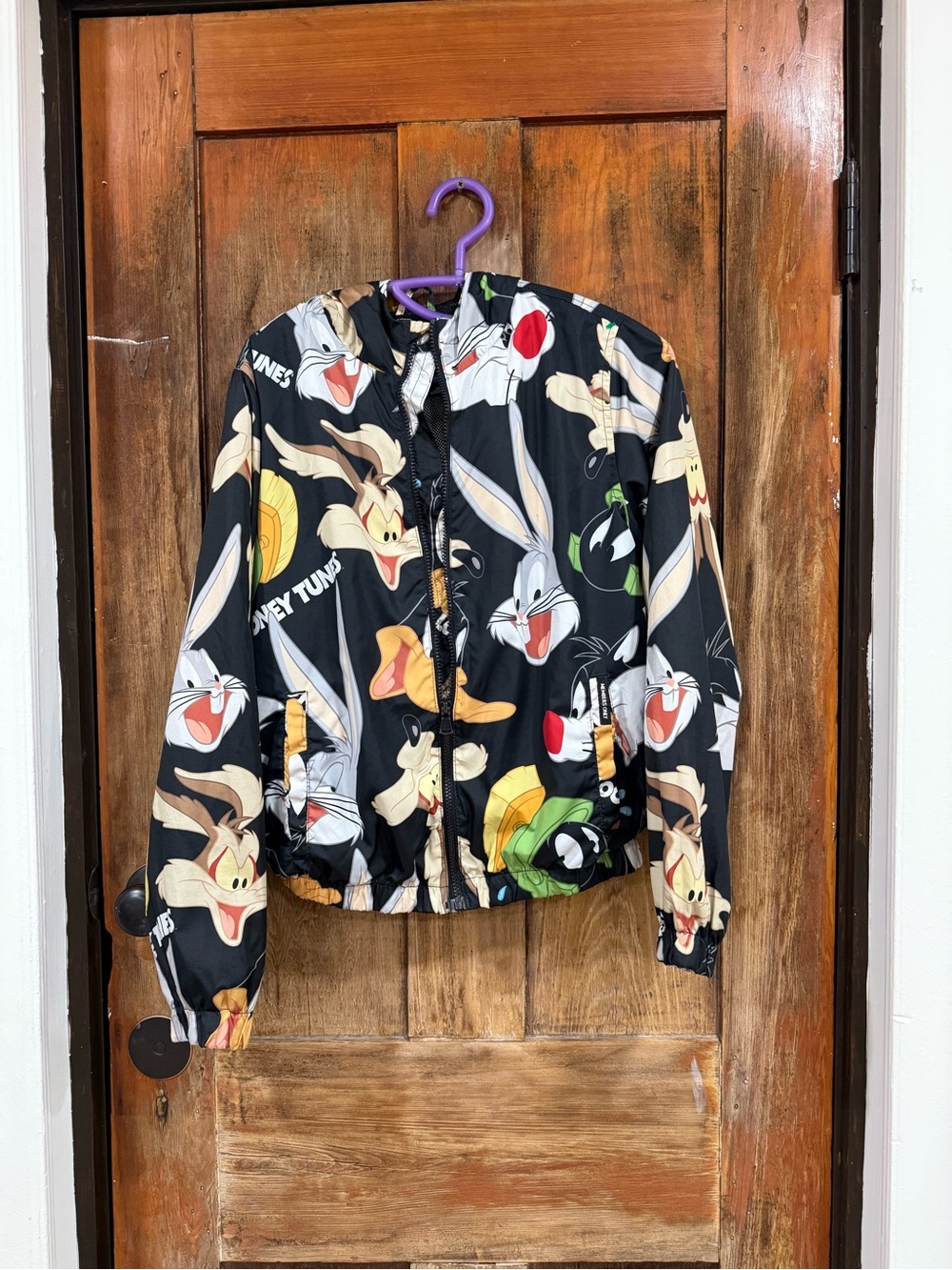 Members Only Black Looney Tunes Character Print Lightweight Jacket